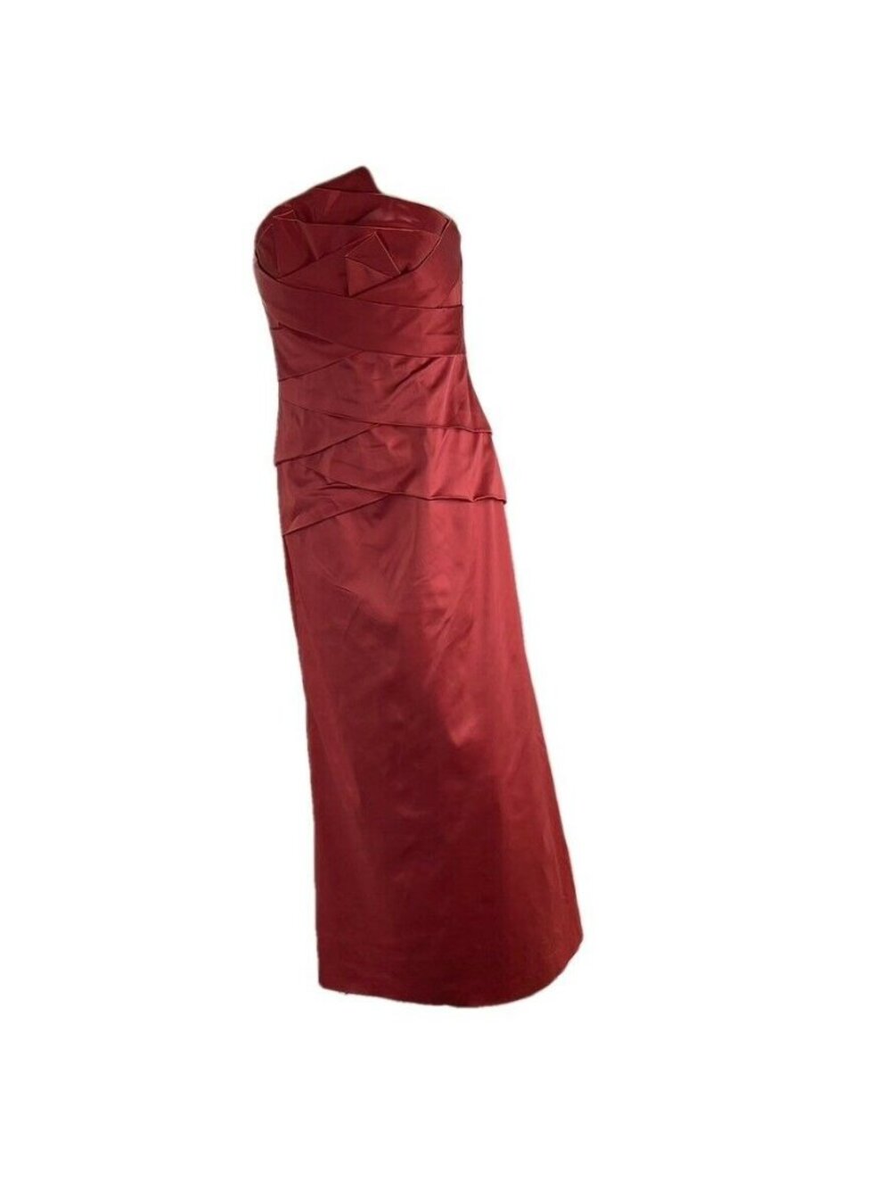 Phoebe Couture Strapless Red Satin Evening Gown - Picture 3 of 9
